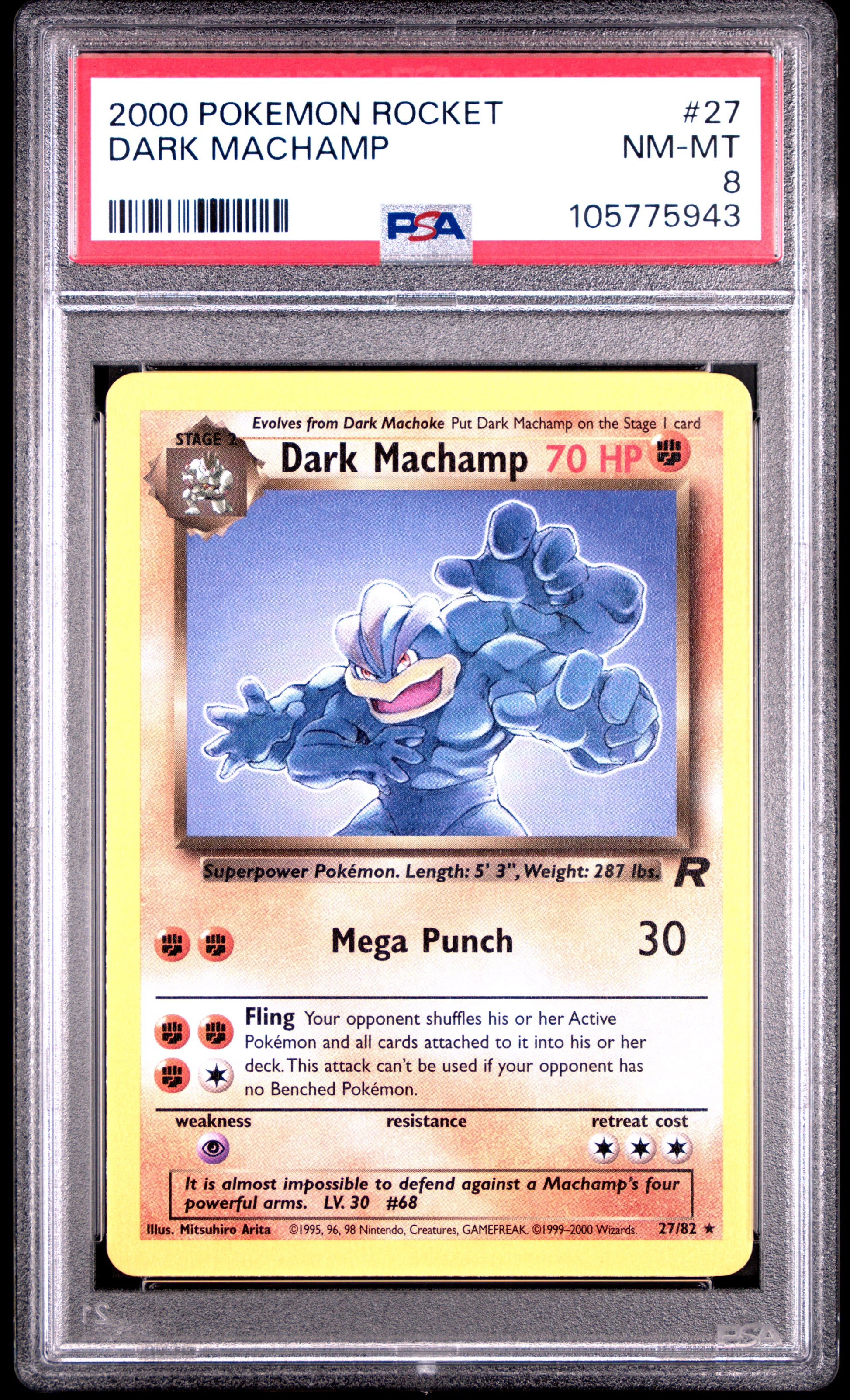 DARK MACHAMP 27/82 Common POKEMON ROCKET PSA8 NM-MT 8 PSA population 107 <a href=https://www.psacard.com/cert/105775943/psa>https://www.psacard.com/cert/105775943/psa</a>