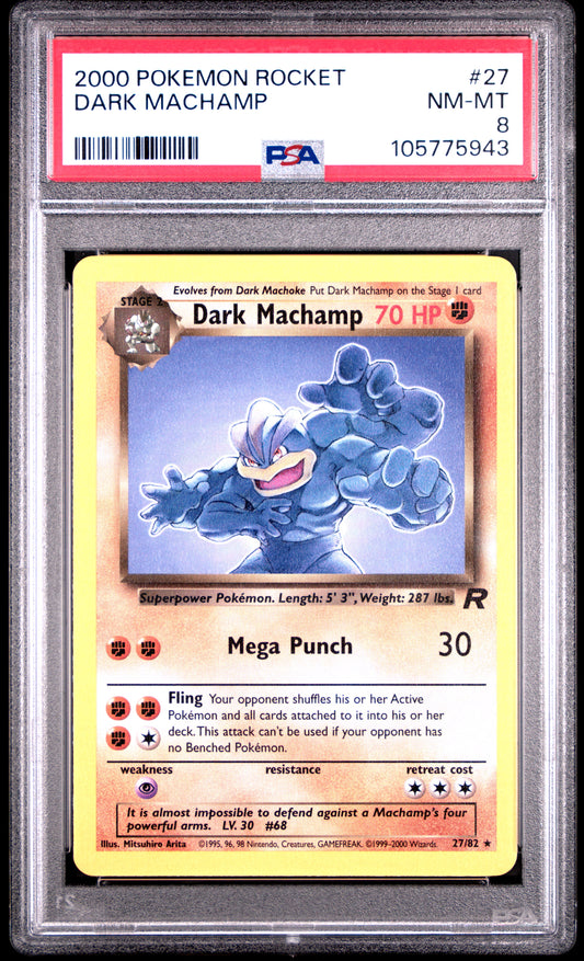 DARK MACHAMP 27/82 Common POKEMON ROCKET PSA8 NM-MT 8 PSA population 107 <a href=https://www.psacard.com/cert/105775943/psa>https://www.psacard.com/cert/105775943/psa</a>