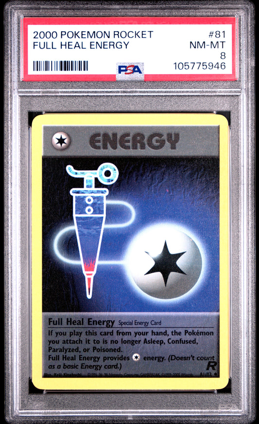 FULL HEAL ENERGY 81/82 Common POKEMON ROCKET PSA8 NM-MT 8 PSA population 24 <a href=https://www.psacard.com/cert/105775946/psa>https://www.psacard.com/cert/105775946/psa</a>