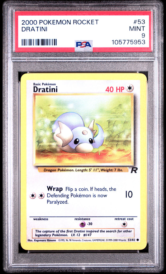 DRATINI 53/82 Common POKEMON ROCKET PSA9 MINT 9 PSA population 116 <a href=https://www.psacard.com/cert/105775953/psa>https://www.psacard.com/cert/105775953/psa</a>