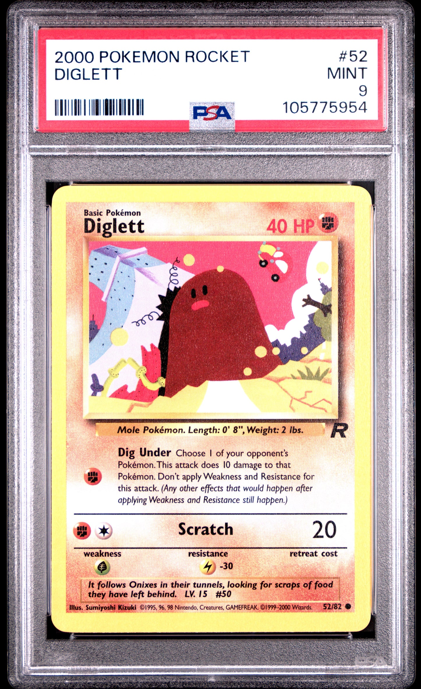 DIGLETT 52/82 Common POKEMON ROCKET PSA9 MINT 9 PSA population 65 <a href=https://www.psacard.com/cert/105775954/psa>https://www.psacard.com/cert/105775954/psa</a>