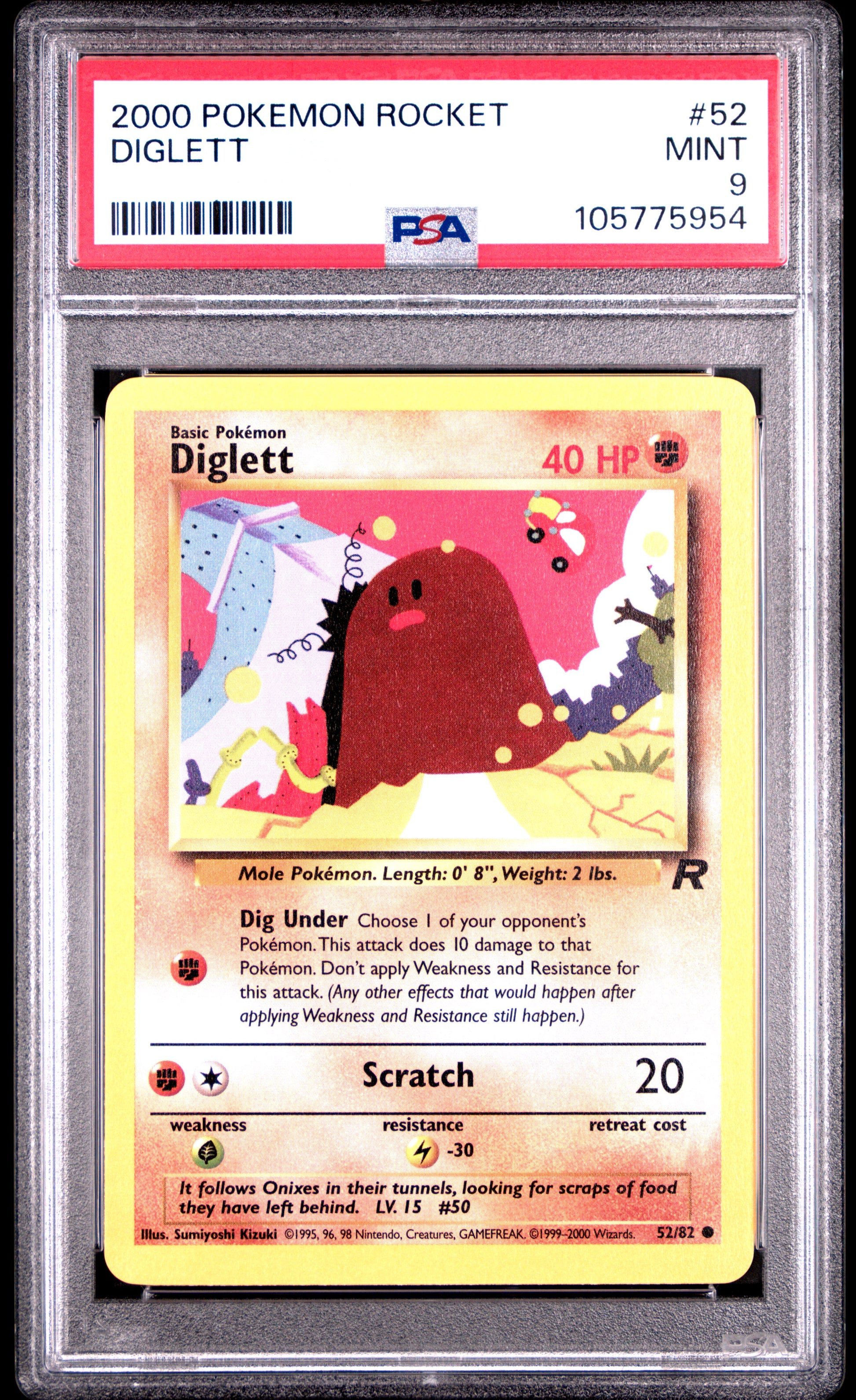 DIGLETT 52/82 Common POKEMON ROCKET PSA9 MINT 9 PSA population 65 <a href=https://www.psacard.com/cert/105775954/psa>https://www.psacard.com/cert/105775954/psa</a>