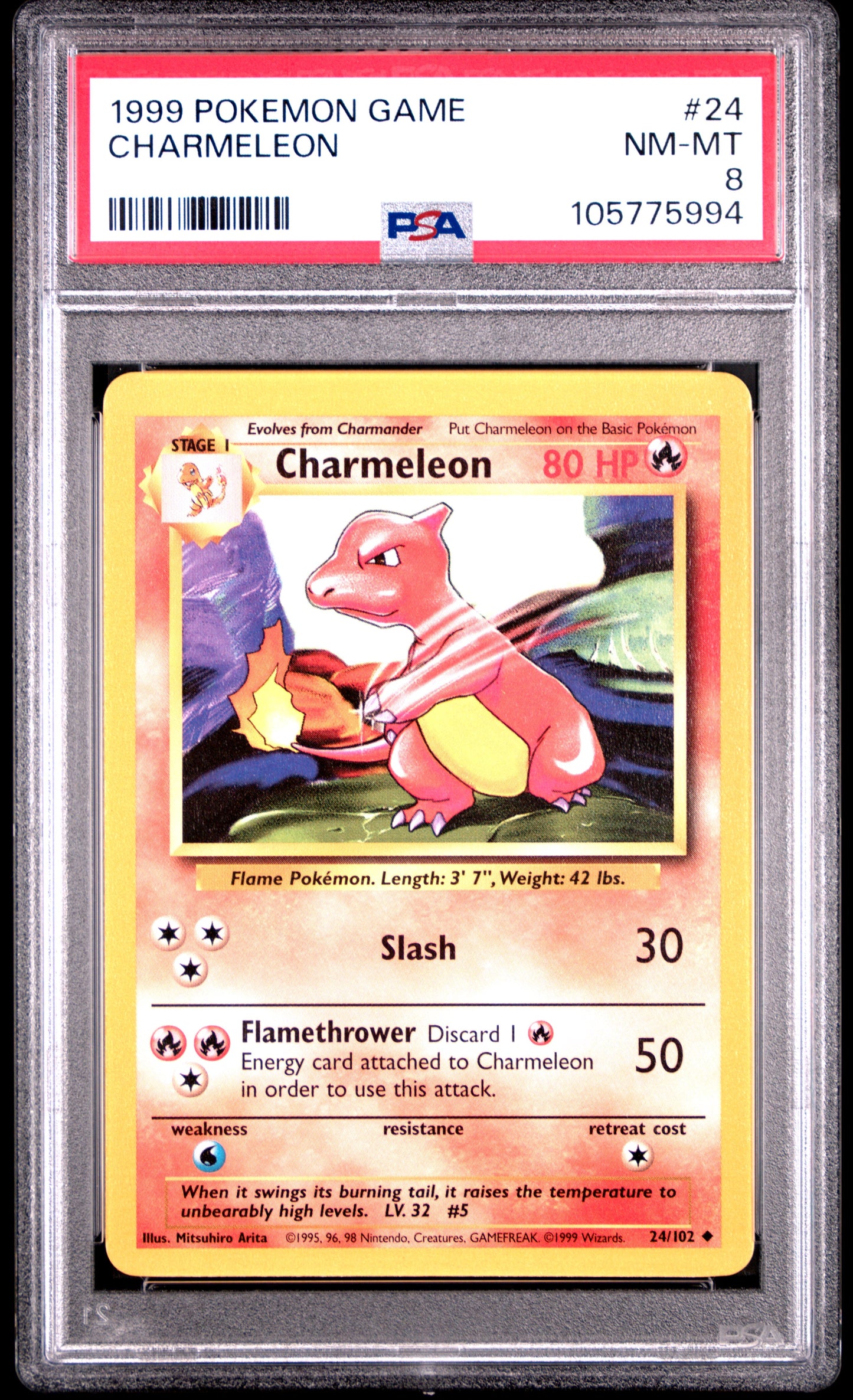 CHARMELEON 24/102 Unlimited POKEMON GAME PSA8 NM-MT 8 PSA population 1698 <a href=https://www.psacard.com/cert/105775994/psa>https://www.psacard.com/cert/105775994/psa</a>
