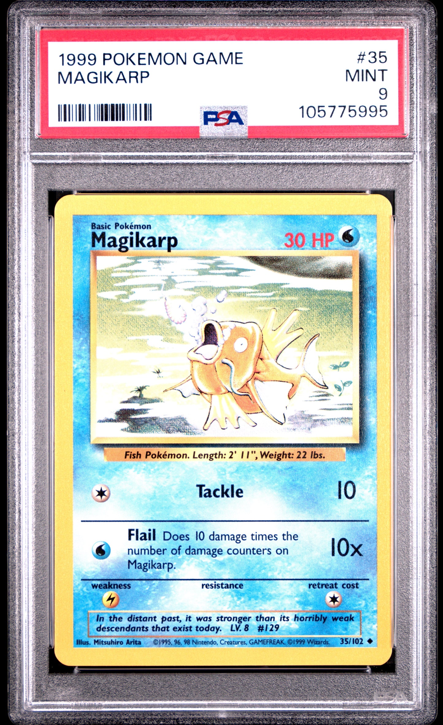 MAGIKARP 35/102 Unlimited POKEMON GAME PSA9 MINT 9 PSA population 751 <a href=https://www.psacard.com/cert/105775995/psa>https://www.psacard.com/cert/105775995/psa</a>