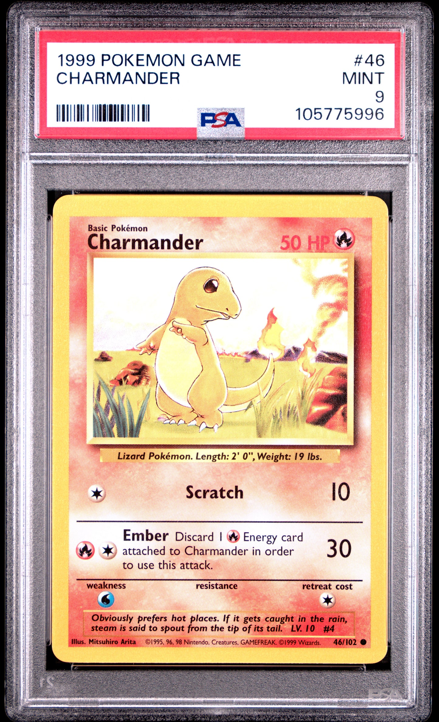 CHARMANDER 46/102 Unlimited POKEMON GAME PSA9 MINT 9 PSA population 6712 <a href=https://www.psacard.com/cert/105775996/psa>https://www.psacard.com/cert/105775996/psa</a>