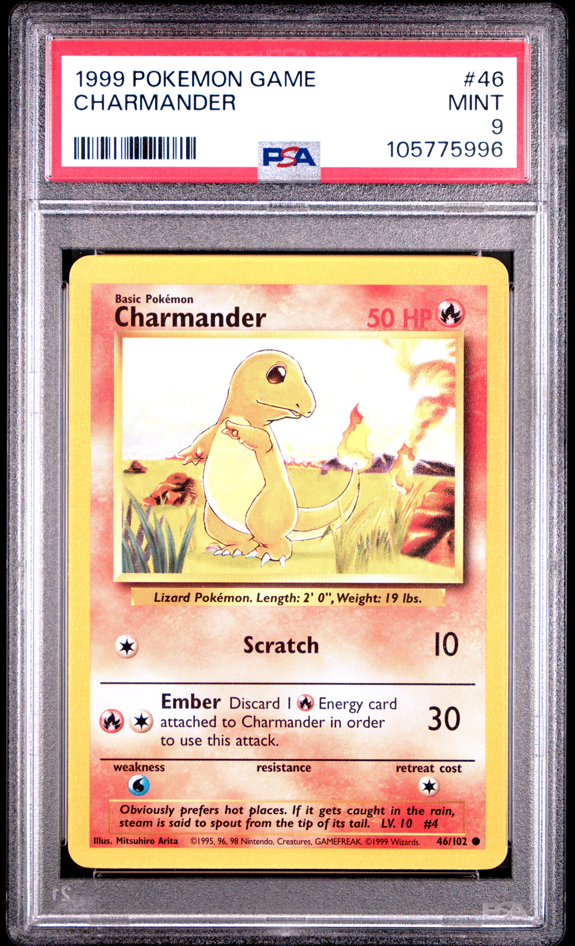 CHARMANDER 46/102 Unlimited POKEMON GAME PSA9 MINT 9 PSA population 6712 <a href=https://www.psacard.com/cert/105775996/psa>https://www.psacard.com/cert/105775996/psa</a>