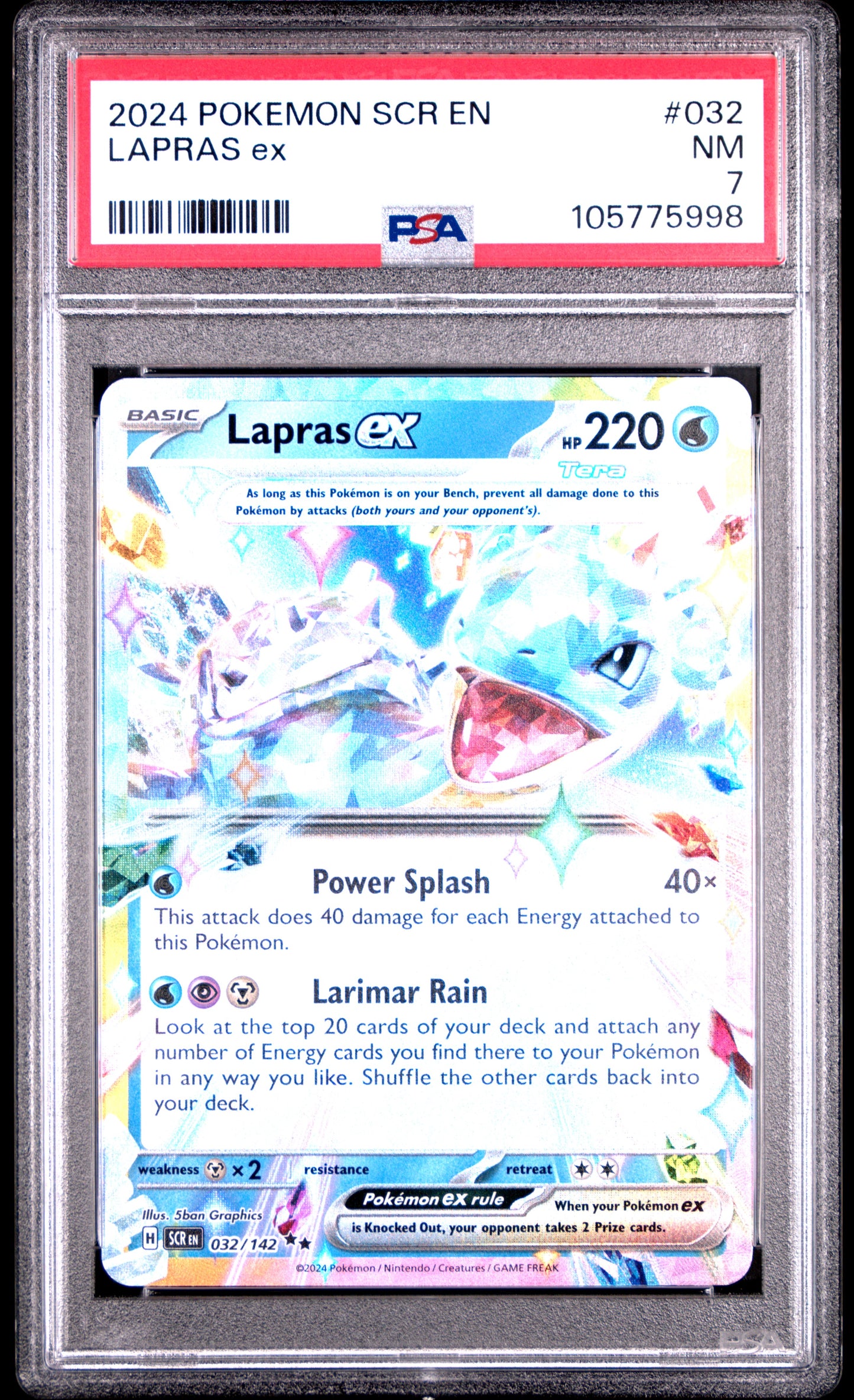 LAPRAS EX 32/142 Common POKEMON SCR EN-STELLAR CROWN PSA7 NM 7 PSA population 16 <a href=https://www.psacard.com/cert/105775998/psa>https://www.psacard.com/cert/105775998/psa</a>