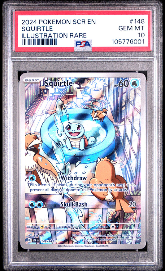 SQUIRTLE 148/142 Common POKEMON SCR EN-STELLAR CROWN ILLUSTRATION RARE PSA10 GEM MT 10 PSA population 11198 <a href=https://www.psacard.com/cert/105776001/psa>https://www.psacard.com/cert/105776001/psa</a>
