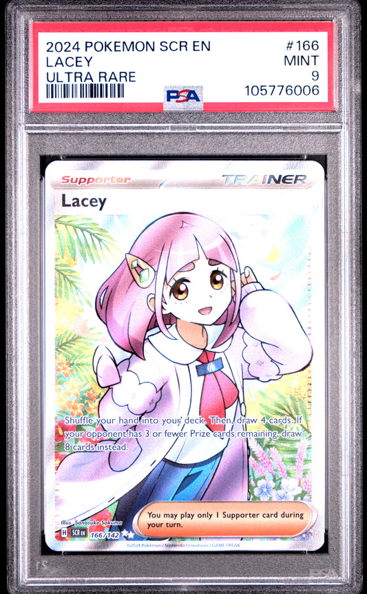 LACEY 166/142 Common POKEMON SCR EN-STELLAR CROWN ULTRA RARE PSA9 MINT 9 PSA population 734 <a href=https://www.psacard.com/cert/105776006/psa>https://www.psacard.com/cert/105776006/psa</a>