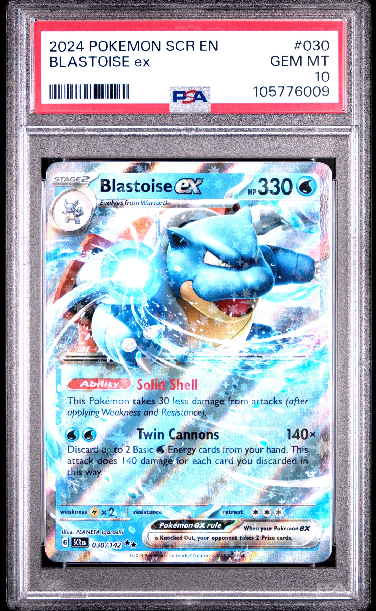 BLASTOISE EX 30/142 Common POKEMON SCR EN-STELLAR CROWN PSA10 GEM MT 10 PSA population 218 <a href=https://www.psacard.com/cert/105776009/psa>https://www.psacard.com/cert/105776009/psa</a>