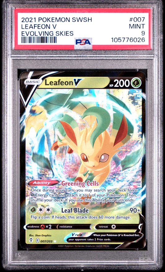 LEAFEON V 7/203 Common POKEMON SWORD & SHIELD EVOLVING SKIES EVOLVING SKIES PSA9 MINT 9 PSA population 229 <a href=https://www.psacard.com/cert/105776026/psa>https://www.psacard.com/cert/105776026/psa</a>