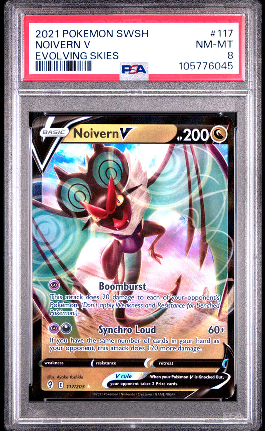 NOIVERN V 117/203 Common POKEMON SWORD & SHIELD EVOLVING SKIES EVOLVING SKIES PSA8 NM-MT 8 PSA population 9 <a href=https://www.psacard.com/cert/105776045/psa>https://www.psacard.com/cert/105776045/psa</a>