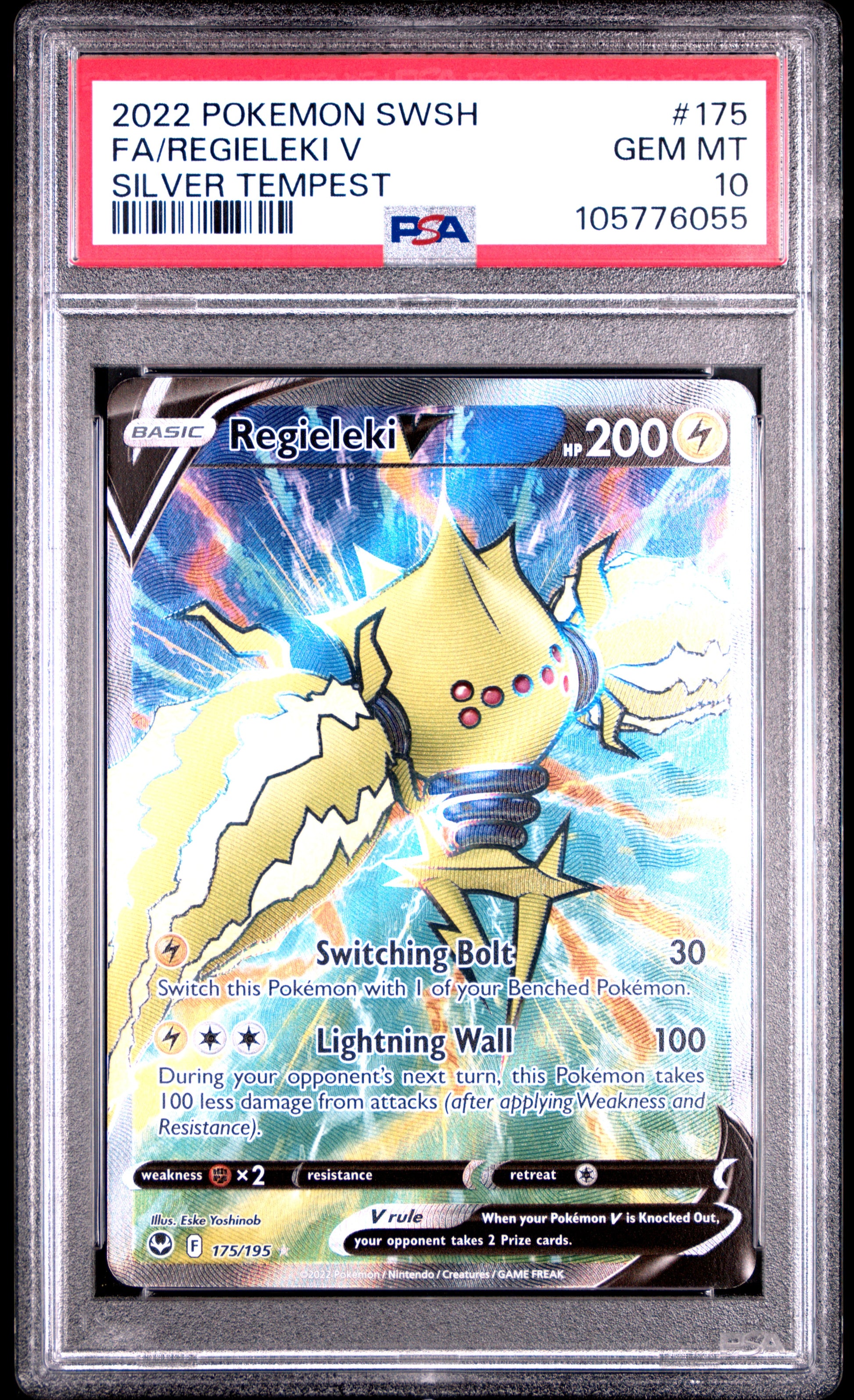 FA/REGIELEKI V 175/195 Common POKEMON SWORD & SHIELD SILVER TEMPEST SILVER TEMPEST PSA10 GEM MT 10 PSA population 103 <a href=https://www.psacard.com/cert/105776055/psa>https://www.psacard.com/cert/105776055/psa</a>
