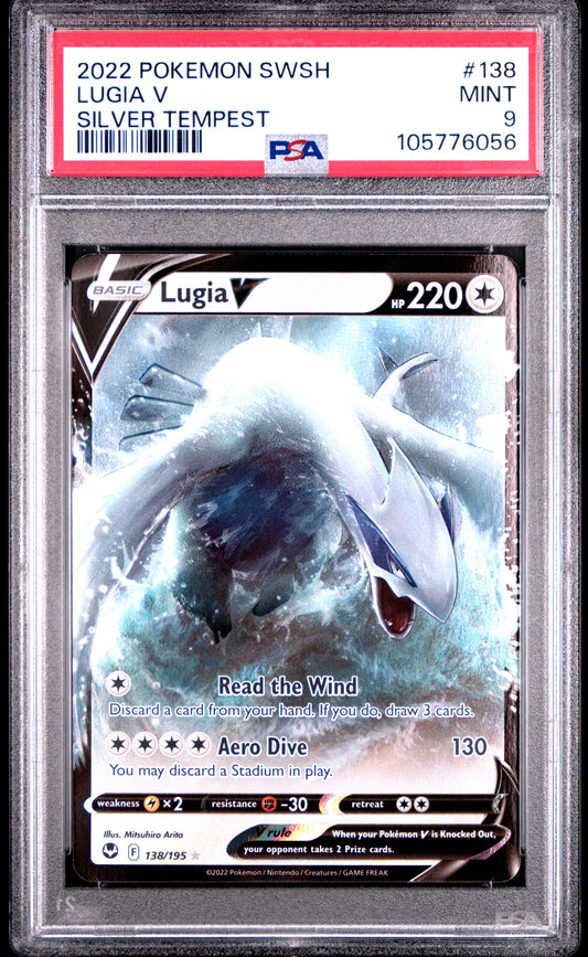 LUGIA V 138/195 Common POKEMON SWORD & SHIELD SILVER TEMPEST SILVER TEMPEST PSA9 MINT 9 PSA population 2363 <a href=https://www.psacard.com/cert/105776056/psa>https://www.psacard.com/cert/105776056/psa</a>