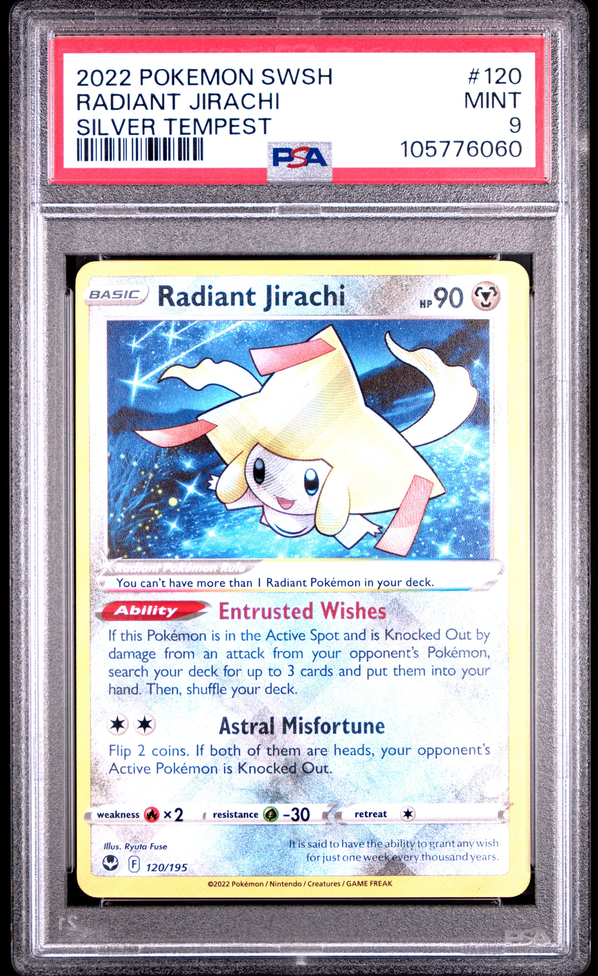 RADIANT JIRACHI 120/195 [Holo]  POKEMON SWORD & SHIELD SILVER TEMPEST SILVER TEMPEST PSA9 MINT 9 PSA population 653 <a href=https://www.psacard.com/cert/105776060/psa>https://www.psacard.com/cert/105776060/psa</a>