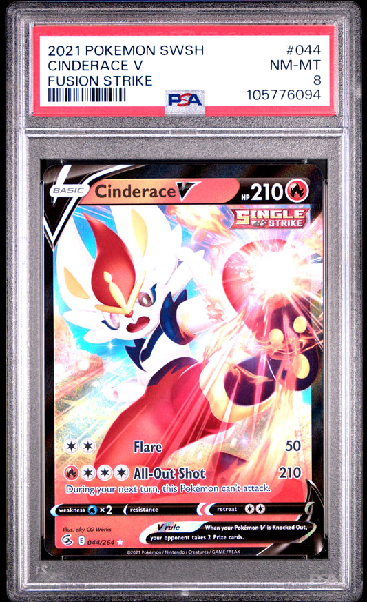 CINDERACE V 44/264 Common POKEMON SWORD & SHIELD FUSION STRIKE FUSION STRIKE PSA8 NM-MT 8 PSA population 7 <a href=https://www.psacard.com/cert/105776094/psa>https://www.psacard.com/cert/105776094/psa</a>