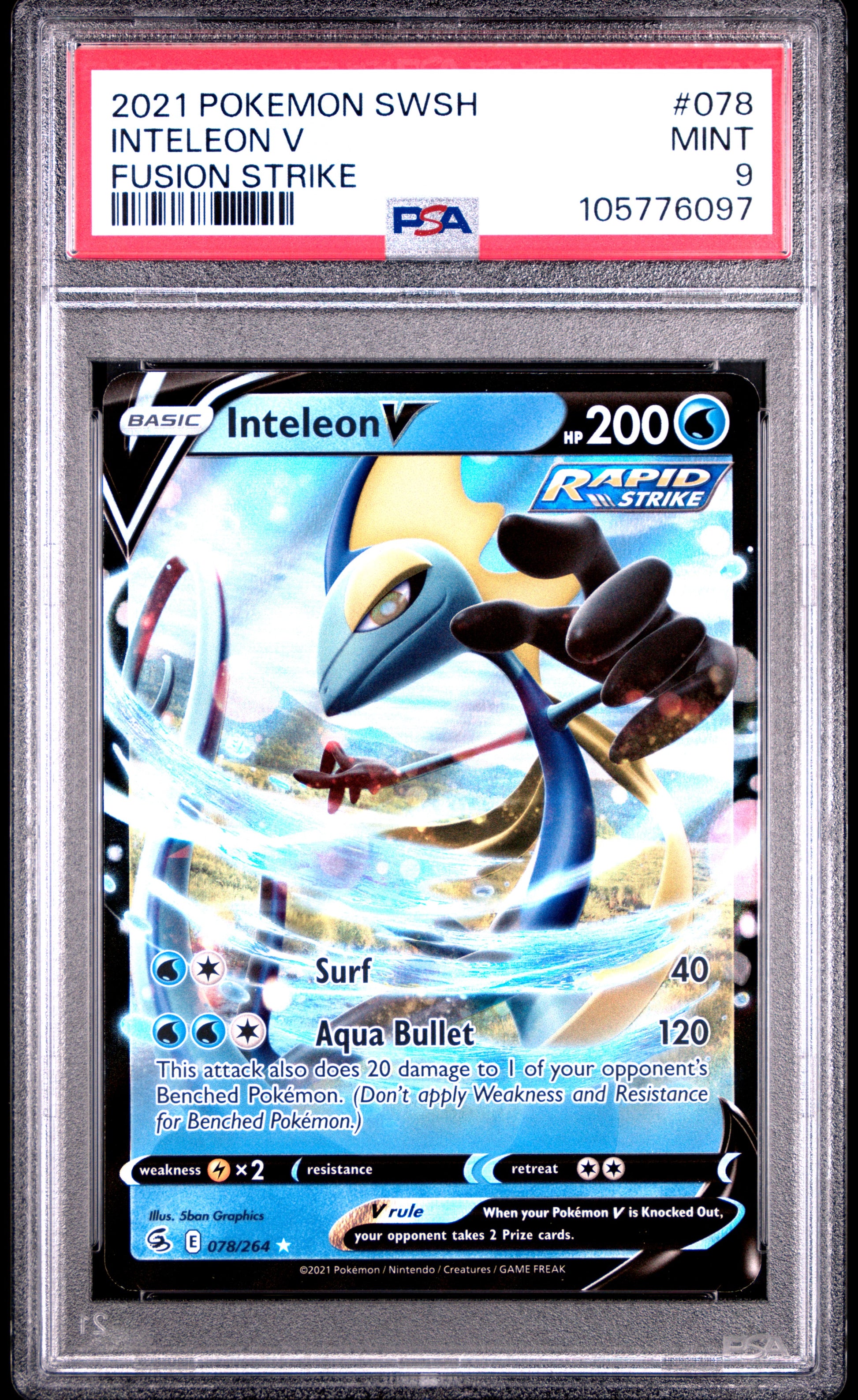 INTELEON V 78/264 Common POKEMON SWORD & SHIELD FUSION STRIKE FUSION STRIKE PSA9 MINT 9 PSA population 35 <a href=https://www.psacard.com/cert/105776097/psa>https://www.psacard.com/cert/105776097/psa</a>