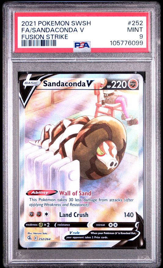 FA/SANDACONDA V 252/264 Common POKEMON SWORD & SHIELD FUSION STRIKE FUSION STRIKE PSA9 MINT 9 PSA population 498 <a href=https://www.psacard.com/cert/105776099/psa>https://www.psacard.com/cert/105776099/psa</a>