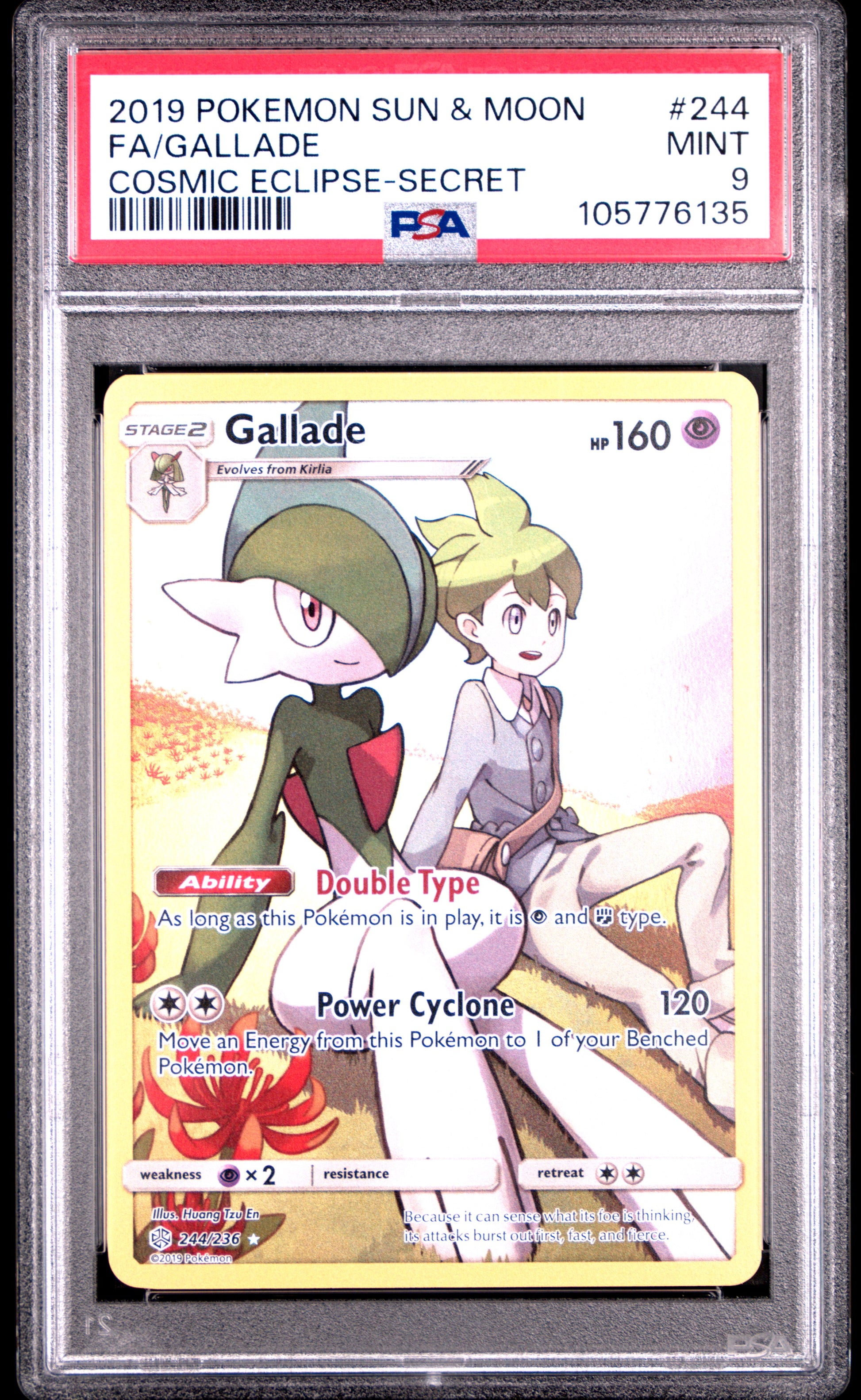 FA/GALLADE 244/236 Common POKEMON SUN & MOON COSMIC ECLIPSE COSMIC ECLIPSE-SECRET PSA9 MINT 9 PSA population 658 <a href=https://www.psacard.com/cert/105776135/psa>https://www.psacard.com/cert/105776135/psa</a>