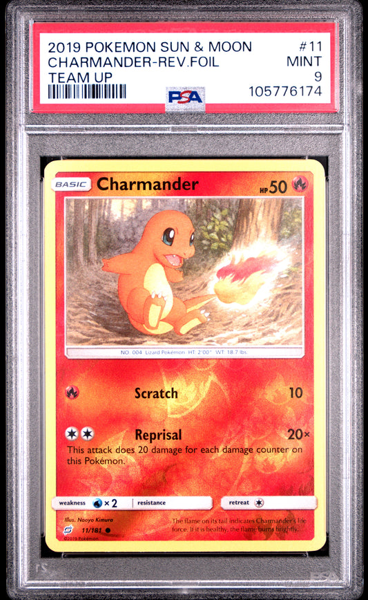 CHARMANDER-REV.FOIL 11/181 [Reverse Holo]  POKEMON SUN & MOON TEAM UP TEAM UP PSA9 MINT 9 PSA population 26 <a href=https://www.psacard.com/cert/105776174/psa>https://www.psacard.com/cert/105776174/psa</a>