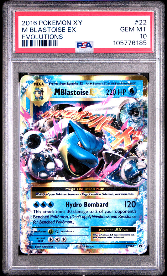 M BLASTOISE EX 22/108 Common POKEMON XY EVOLUTIONS EVOLUTIONS PSA10 GEM MT 10 PSA population 2842 <a href=https://www.psacard.com/cert/105776185/psa>https://www.psacard.com/cert/105776185/psa</a>