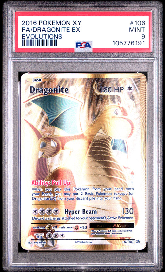 FA/DRAGONITE EX 106/108 Common POKEMON XY EVOLUTIONS EVOLUTIONS PSA9 MINT 9 PSA population 4566 <a href=https://www.psacard.com/cert/105776191/psa>https://www.psacard.com/cert/105776191/psa</a>