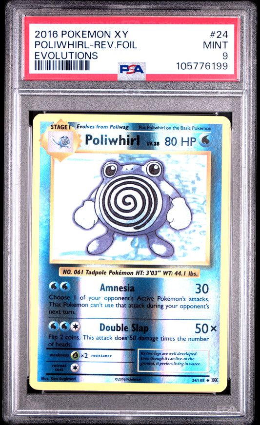 POLIWHIRL-REV.FOIL 24/108 [Reverse Holo] POKEMON XY EVOLUTIONS EVOLUTIONS PSA9 MINT 9 PSA population 236 <a href=https://www.psacard.com/cert/105776199/psa>https://www.psacard.com/cert/105776199/psa</a>