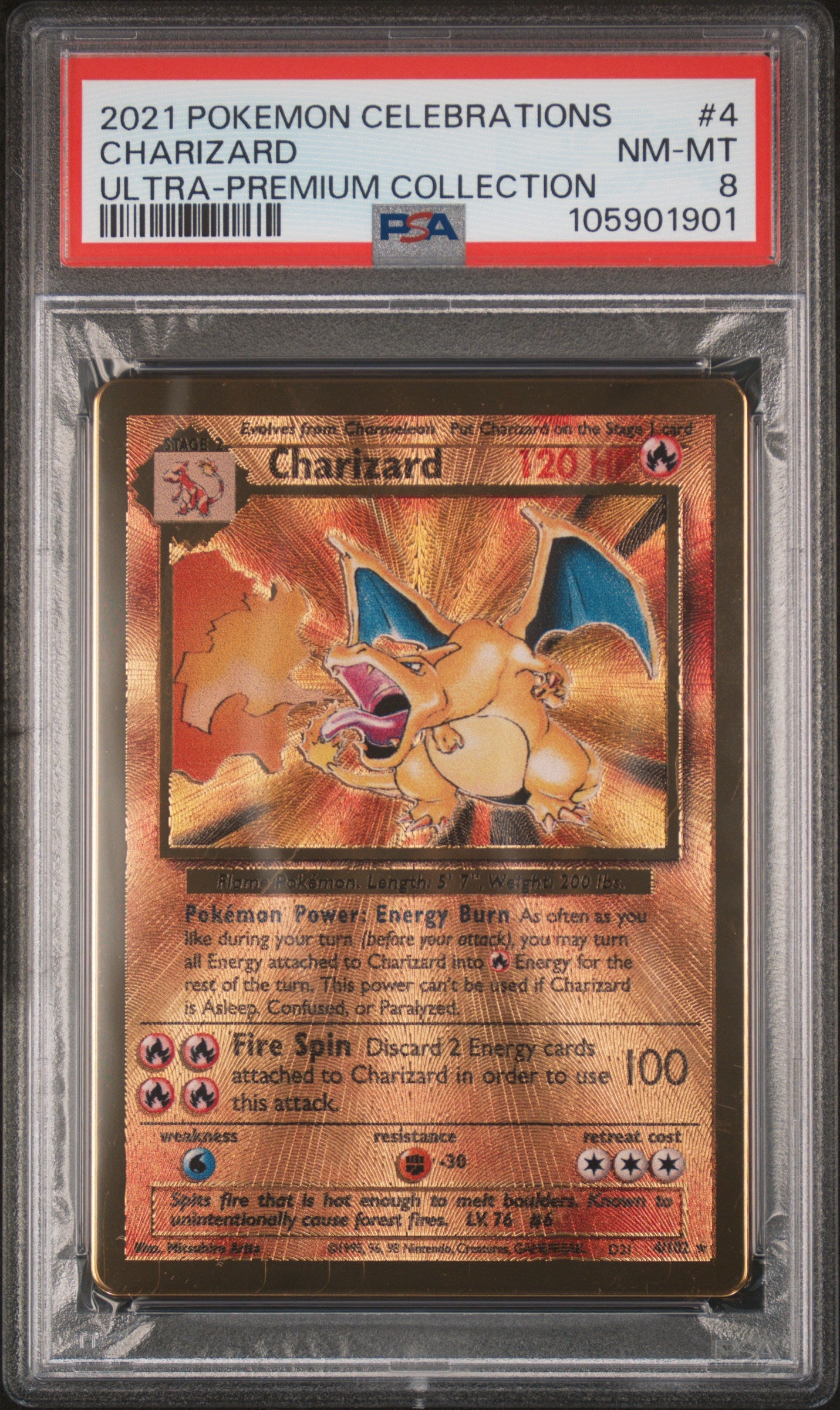 CHARIZARD 4/102 [Premium Collection] POKEMON CELEBRATIONS ULTRA-PREMIUM COLLECTION ULTRA-PREMIUM COLLECTION PSA8 NM-MT 8 PSA population 3887 <a href=https://www.psacard.com/cert/105901901/psa>https://www.psacard.com/cert/105901901/psa</a>