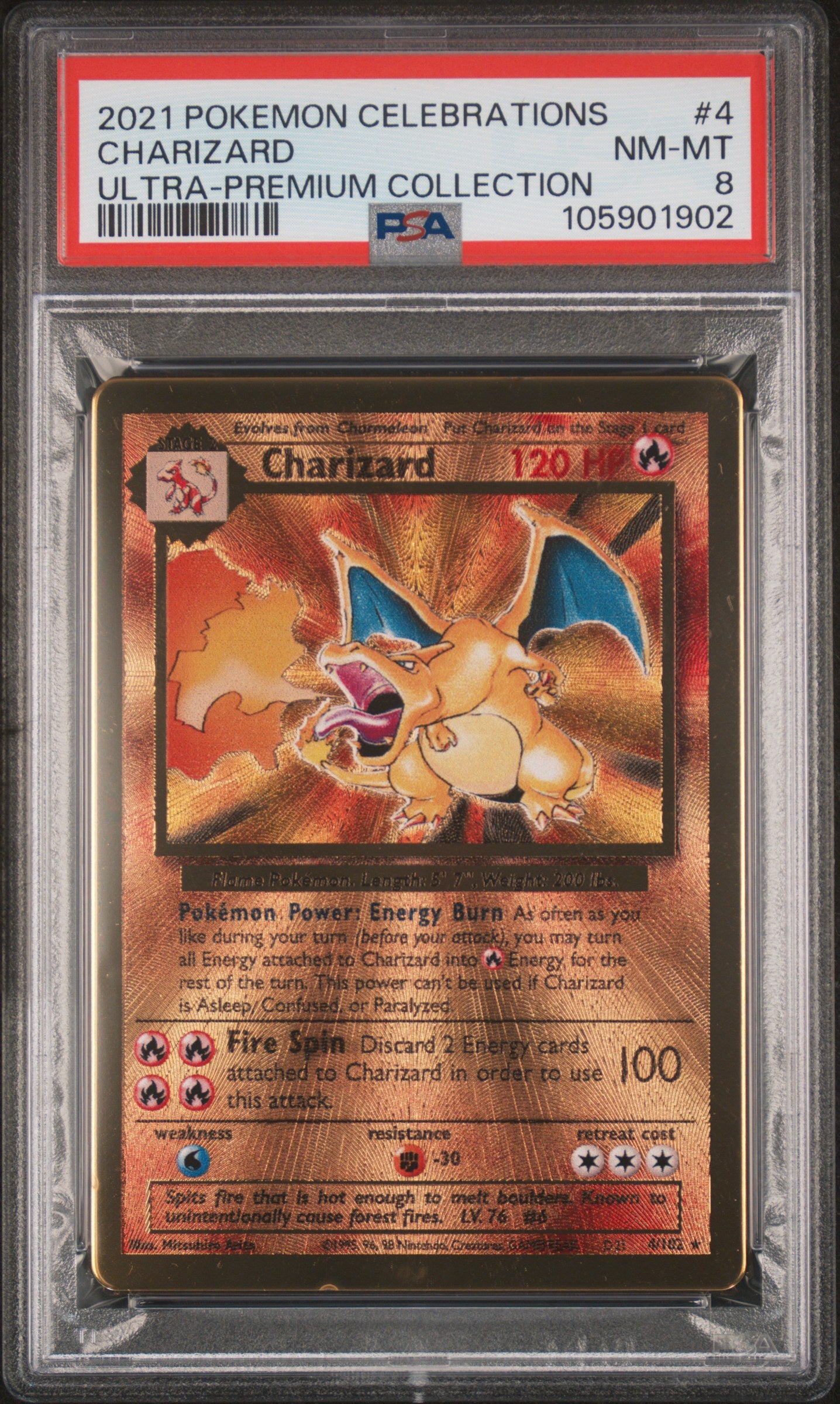 CHARIZARD 4/102 [Premium Collection] POKEMON CELEBRATIONS ULTRA-PREMIUM COLLECTION ULTRA-PREMIUM COLLECTION PSA8 NM-MT 8 PSA population 3887 <a href=https://www.psacard.com/cert/105901902/psa>https://www.psacard.com/cert/105901902/psa</a>