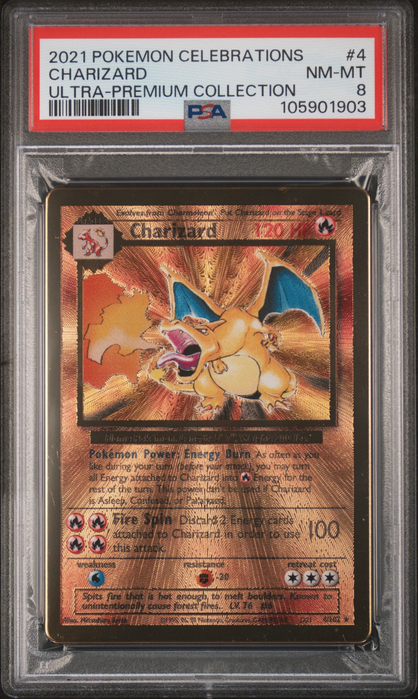 CHARIZARD 4/102 [Premium Collection] POKEMON CELEBRATIONS ULTRA-PREMIUM COLLECTION ULTRA-PREMIUM COLLECTION PSA8 NM-MT 8 PSA population 3880 <a href=https://www.psacard.com/cert/105901903/psa>https://www.psacard.com/cert/105901903/psa</a>