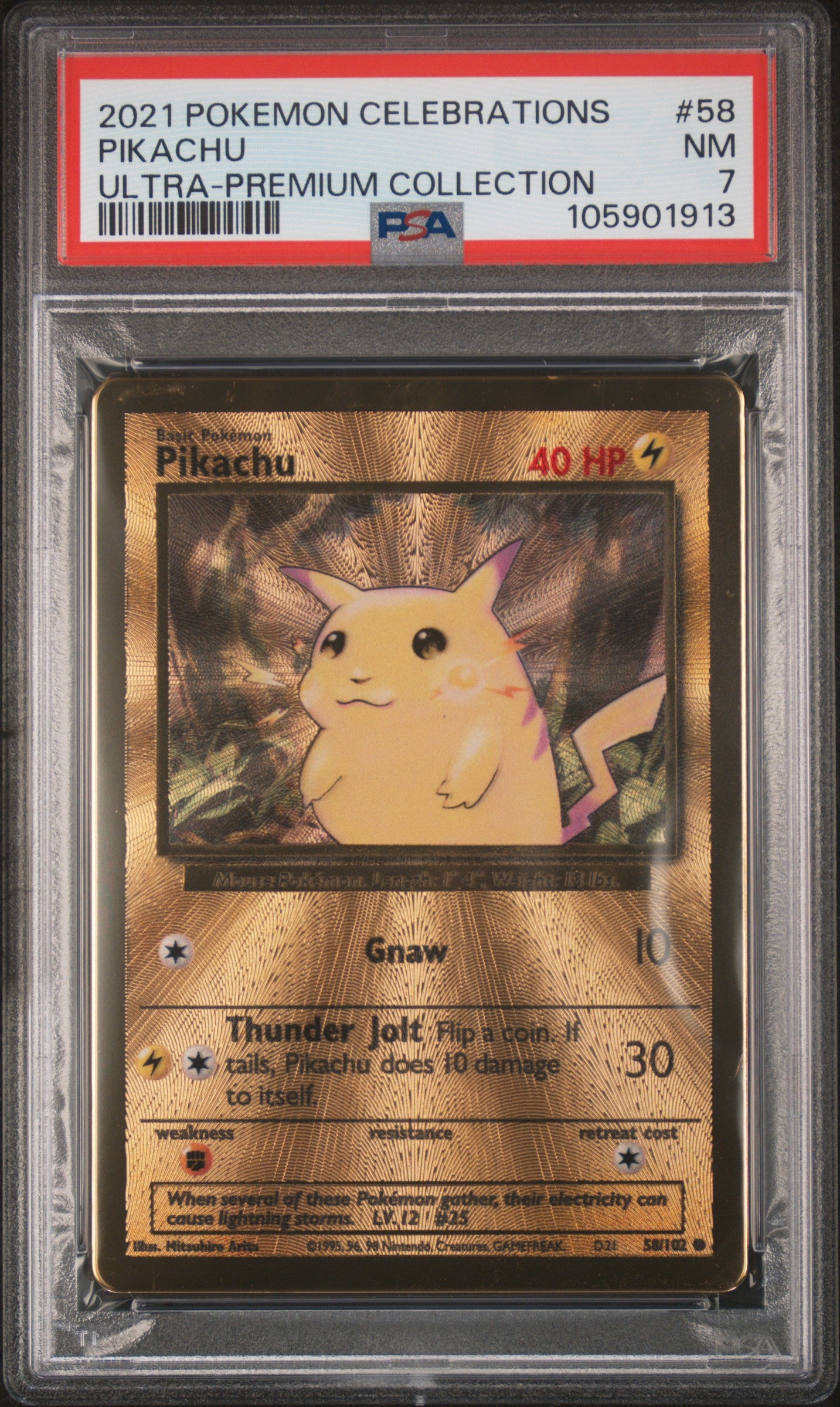 PIKACHU 58/102 [Premium Collection] POKEMON CELEBRATIONS ULTRA-PREMIUM COLLECTION ULTRA-PREMIUM COLLECTION PSA7 NM 7 PSA population 442 <a href=https://www.psacard.com/cert/105901913/psa>https://www.psacard.com/cert/105901913/psa</a>