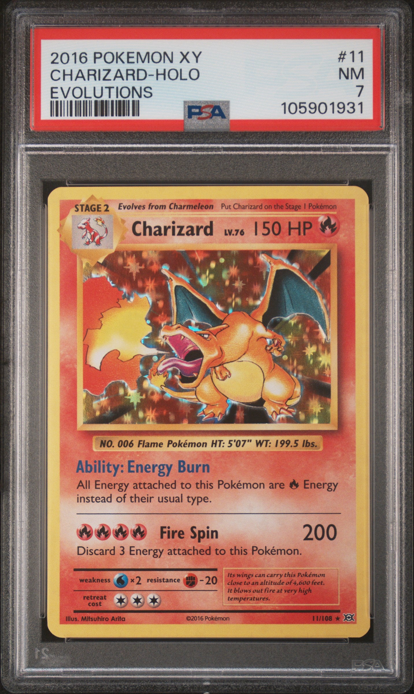 CHARIZARD-HOLO 11/108 Common POKEMON XY EVOLUTIONS EVOLUTIONS PSA7 NM 7 PSA population 3299 <a href=https://www.psacard.com/cert/105901931/psa>https://www.psacard.com/cert/105901931/psa</a>