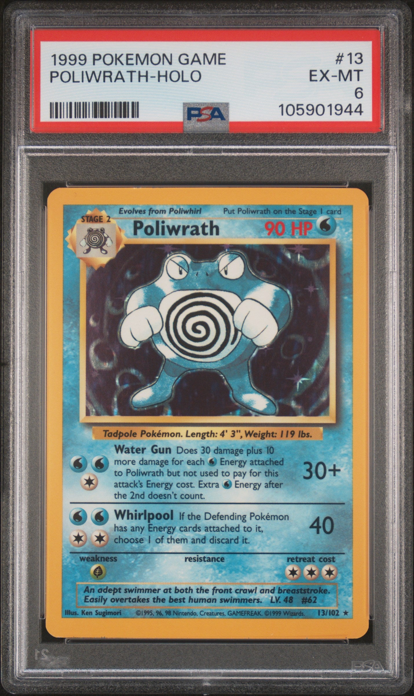 POLIWRATH-HOLO 13/102 Unlimited POKEMON GAME PSA6 EX-MT 6 PSA population 1560 <a href=https://www.psacard.com/cert/105901944/psa>https://www.psacard.com/cert/105901944/psa</a>