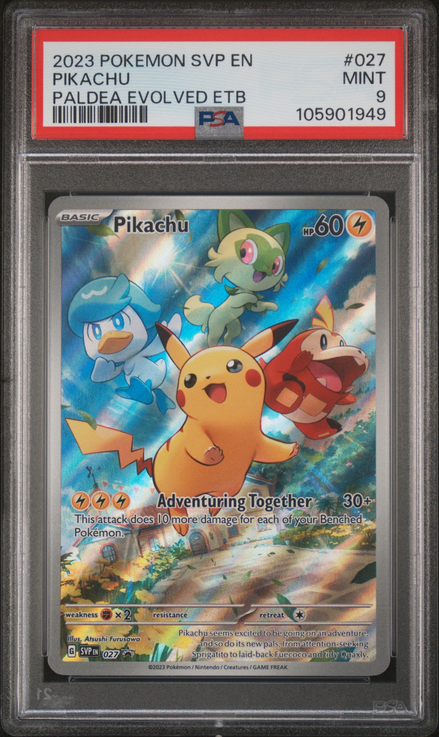 PIKACHU 27/SVP [Paldea] POKEMON SVP EN-SV BLACK STAR PROMO PALDEA EVOLVED ETB PSA9 MINT 9 PSA population 5032 <a href=https://www.psacard.com/cert/105901949/psa>https://www.psacard.com/cert/105901949/psa</a>