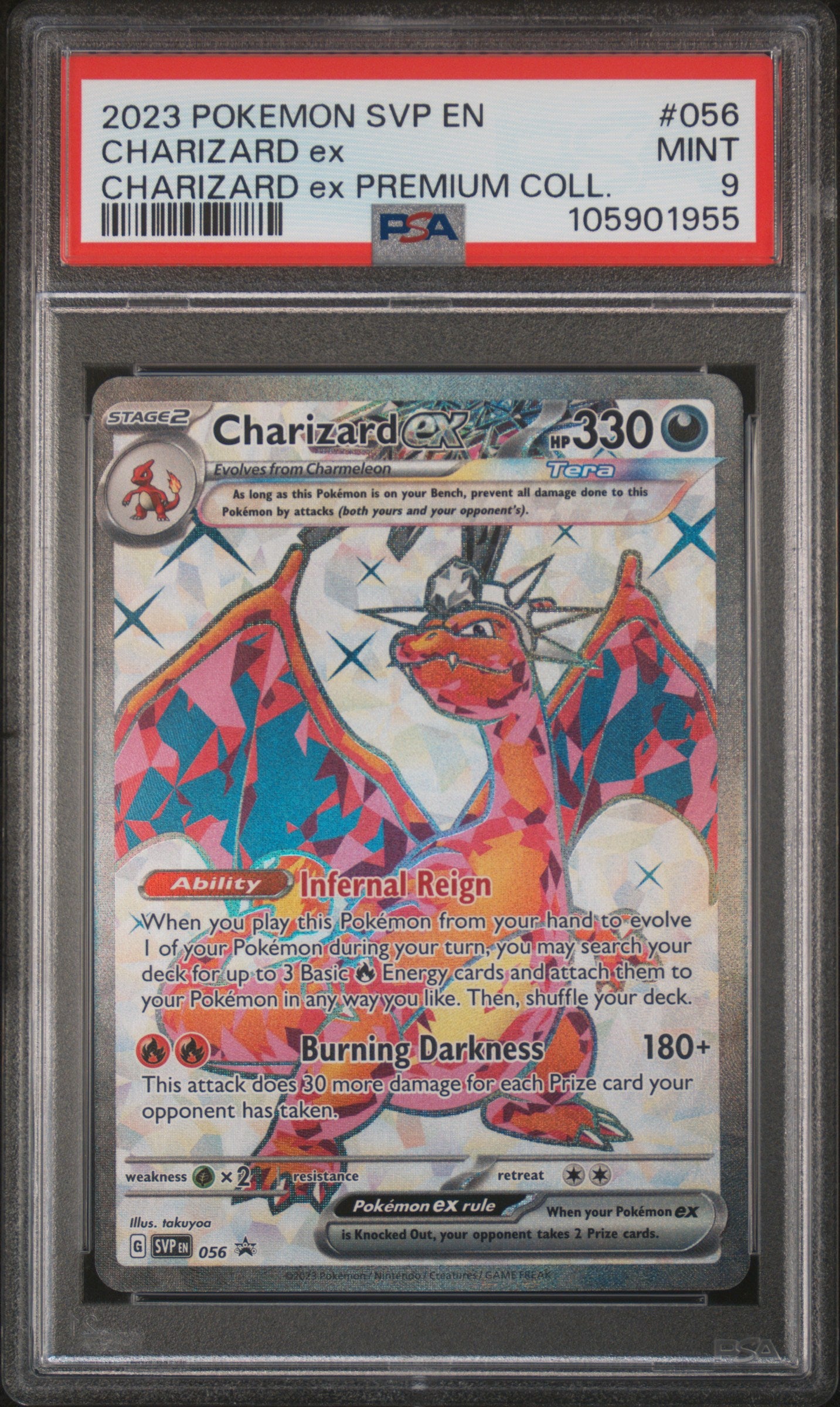 CHARIZARD EX 56/SVP Common POKEMON SVP EN-SV BLACK STAR PROMO CHARIZARD EX PREMIUM COLL. PSA9 MINT 9 PSA population 4088 <a href=https://www.psacard.com/cert/105901955/psa>https://www.psacard.com/cert/105901955/psa</a>
