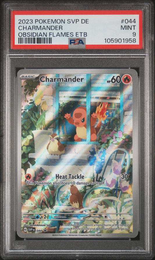 CHARMANDER 44/SVP Common POKEMON GERMAN SVP DE-SV BLACK STAR PROMO OBSIDIAN FLAMES ETB PSA9 MINT 9 PSA population 149 <a href=https://www.psacard.com/cert/105901958/psa>https://www.psacard.com/cert/105901958/psa</a>