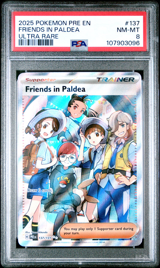 FRIENDS IN PALDEA 137/131 Common POKEMON PRE EN-PRISMATIC EVOLUTIONS ULTRA RARE PSA8 NM-MT 8 PSA population 115 <a href=https://www.psacard.com/cert/107903096/psa>https://www.psacard.com/cert/107903096/psa</a>