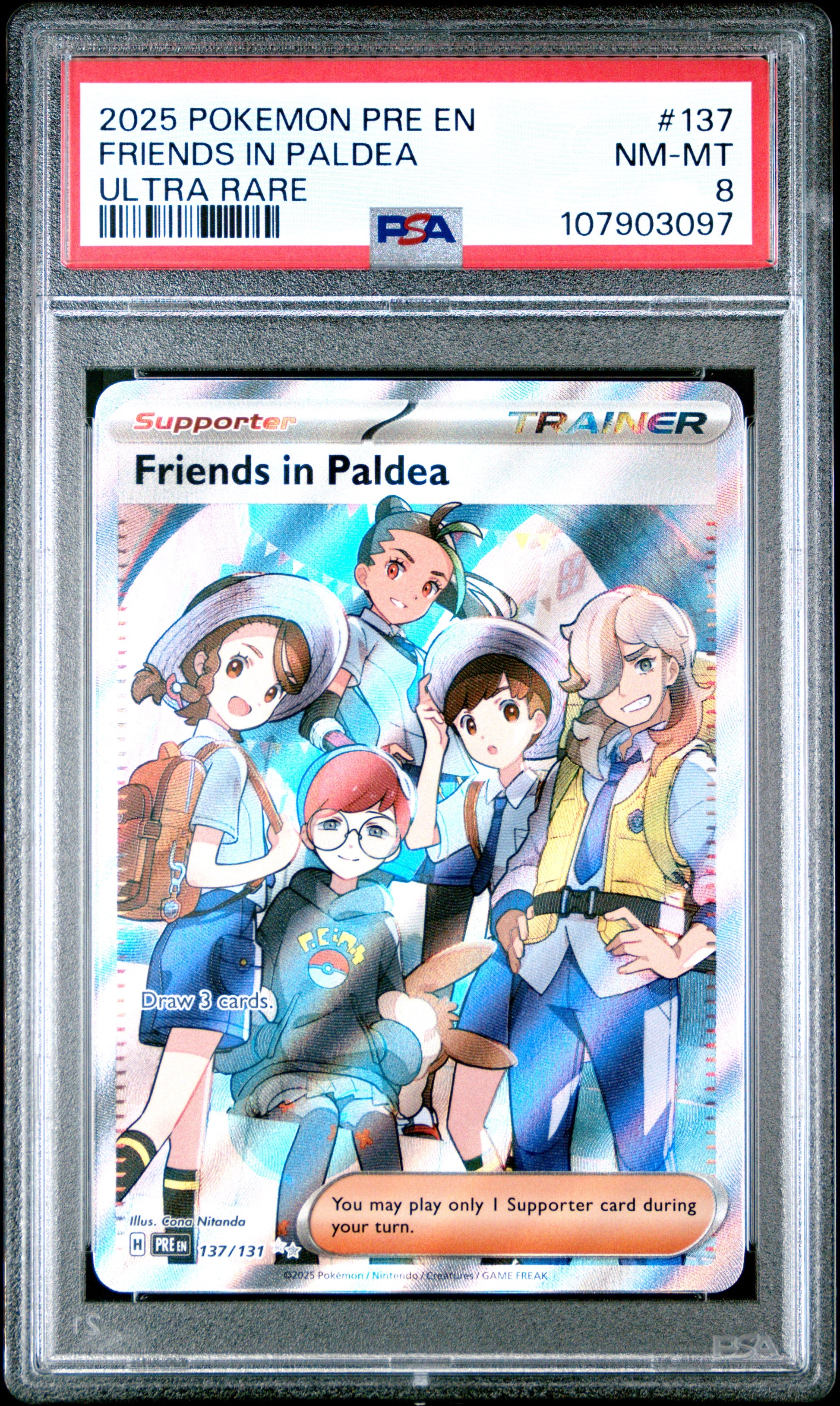 FRIENDS IN PALDEA 137/131 Common POKEMON PRE EN-PRISMATIC EVOLUTIONS ULTRA RARE PSA8 NM-MT 8 PSA population 115 <a href=https://www.psacard.com/cert/107903097/psa>https://www.psacard.com/cert/107903097/psa</a>