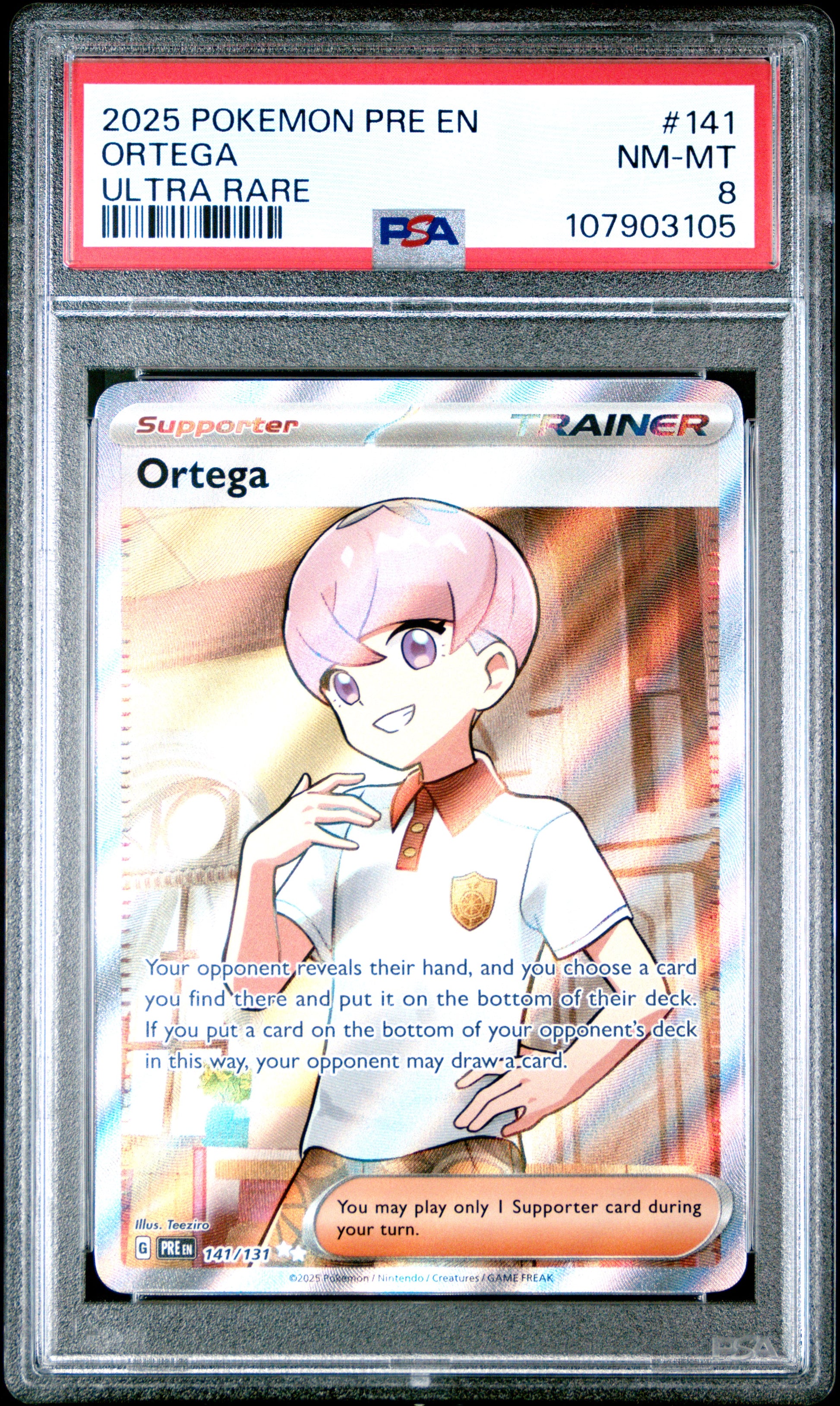 ORTEGA 141/131 Common POKEMON PRE EN-PRISMATIC EVOLUTIONS ULTRA RARE PSA8 NM-MT 8 PSA population 33 <a href=https://www.psacard.com/cert/107903105/psa>https://www.psacard.com/cert/107903105/psa</a>