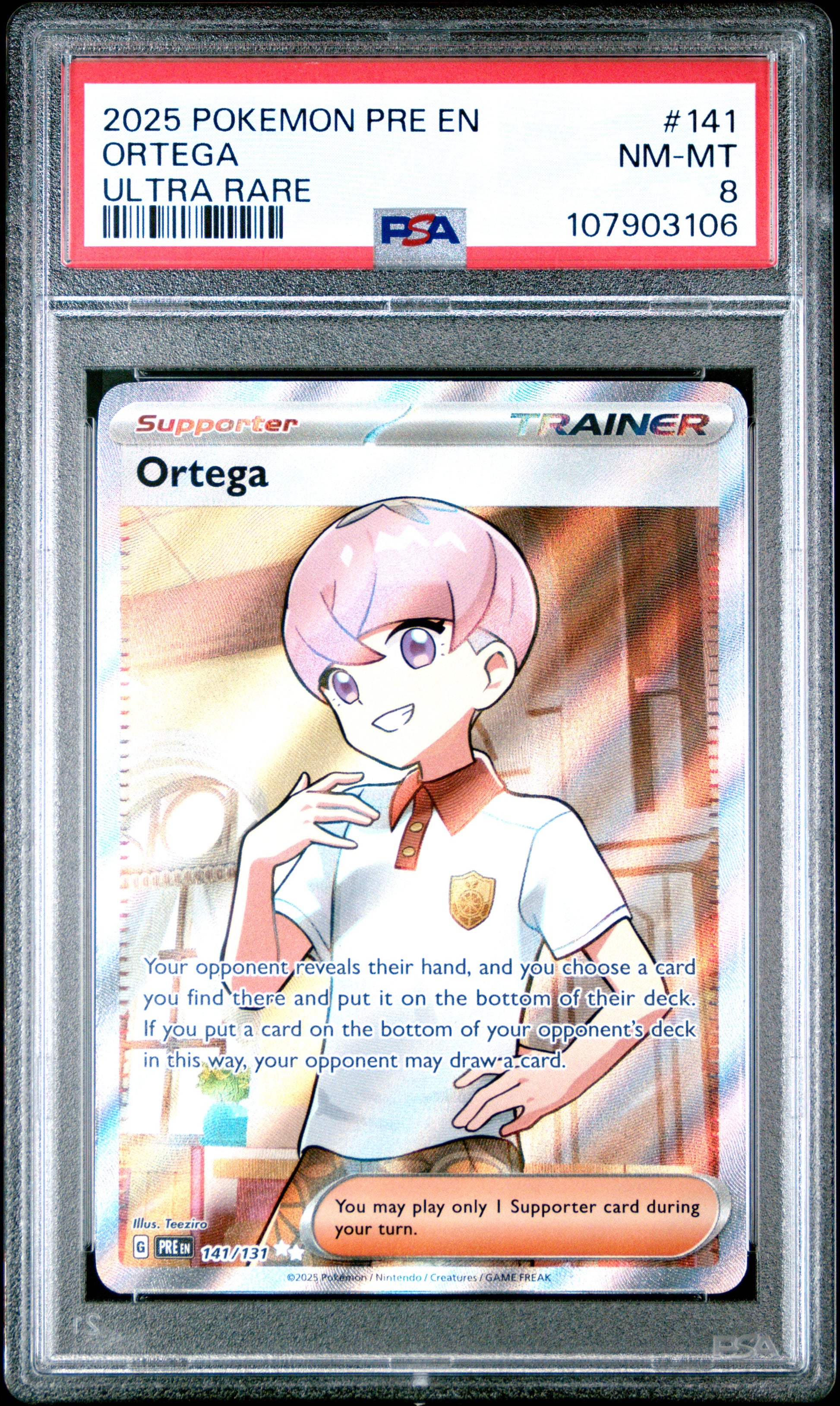 ORTEGA 141/131 Common POKEMON PRE EN-PRISMATIC EVOLUTIONS ULTRA RARE PSA8 NM-MT 8 PSA population 33 <a href=https://www.psacard.com/cert/107903106/psa>https://www.psacard.com/cert/107903106/psa</a>