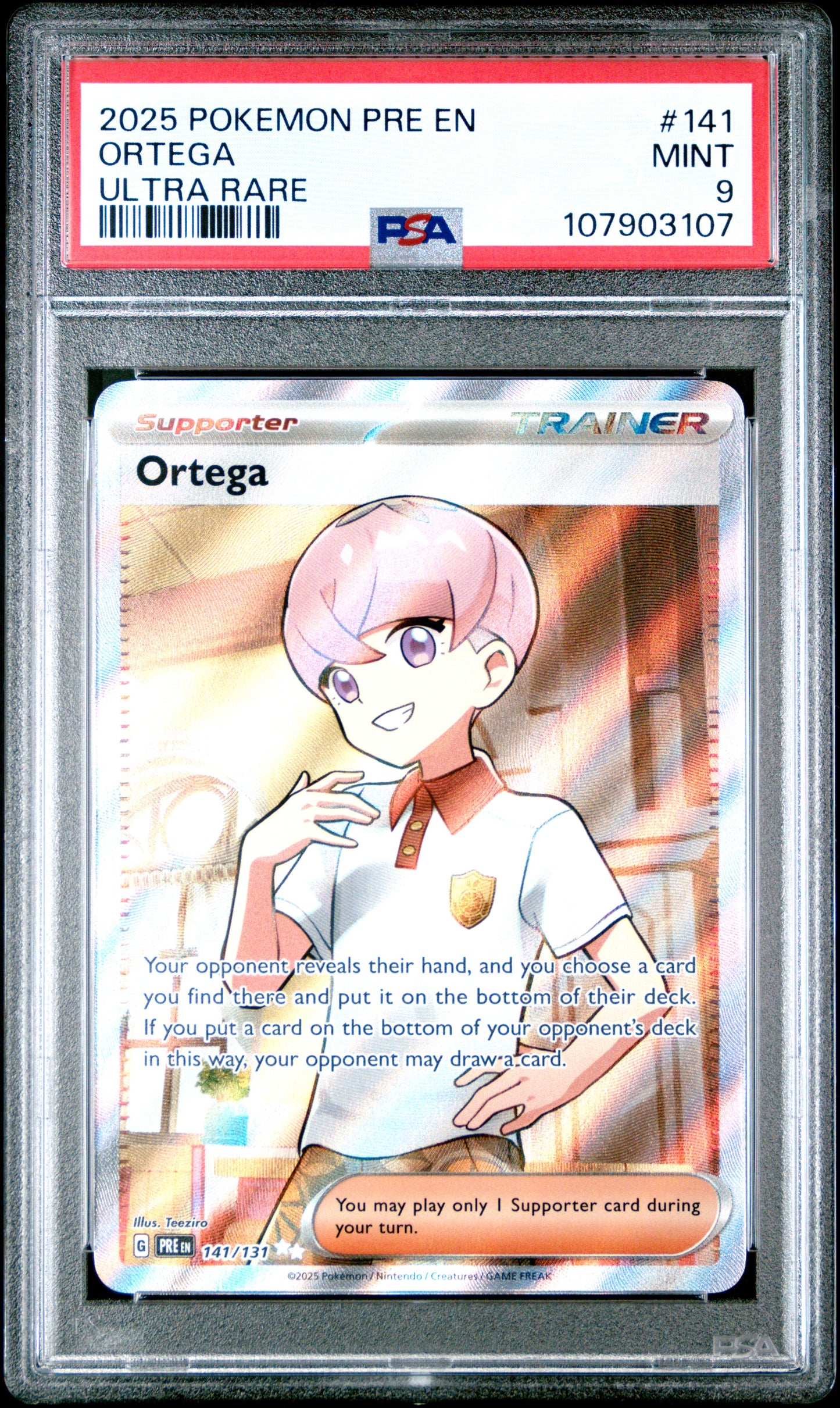 ORTEGA 141/131 Common POKEMON PRE EN-PRISMATIC EVOLUTIONS ULTRA RARE PSA9 MINT 9 PSA population 103 <a href=https://www.psacard.com/cert/107903107/psa>https://www.psacard.com/cert/107903107/psa</a>