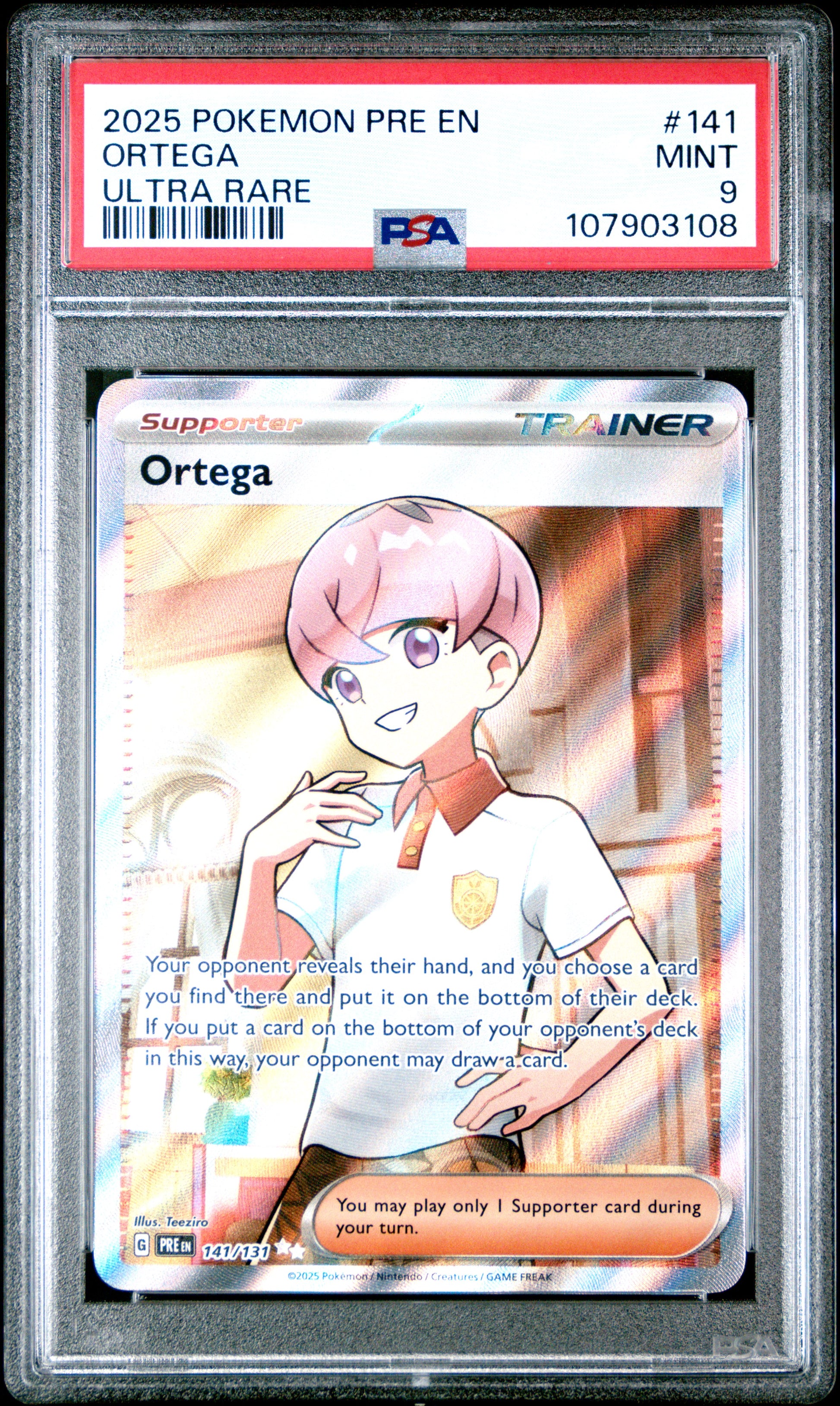 ORTEGA 141/131 Common POKEMON PRE EN-PRISMATIC EVOLUTIONS ULTRA RARE PSA9 MINT 9 PSA population 103 <a href=https://www.psacard.com/cert/107903108/psa>https://www.psacard.com/cert/107903108/psa</a>