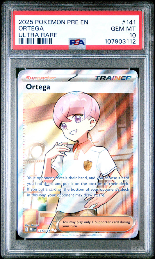ORTEGA 141/131 Common POKEMON PRE EN-PRISMATIC EVOLUTIONS ULTRA RARE PSA10 GEM MT 10 PSA population 63 <a href=https://www.psacard.com/cert/107903112/psa>https://www.psacard.com/cert/107903112/psa</a>