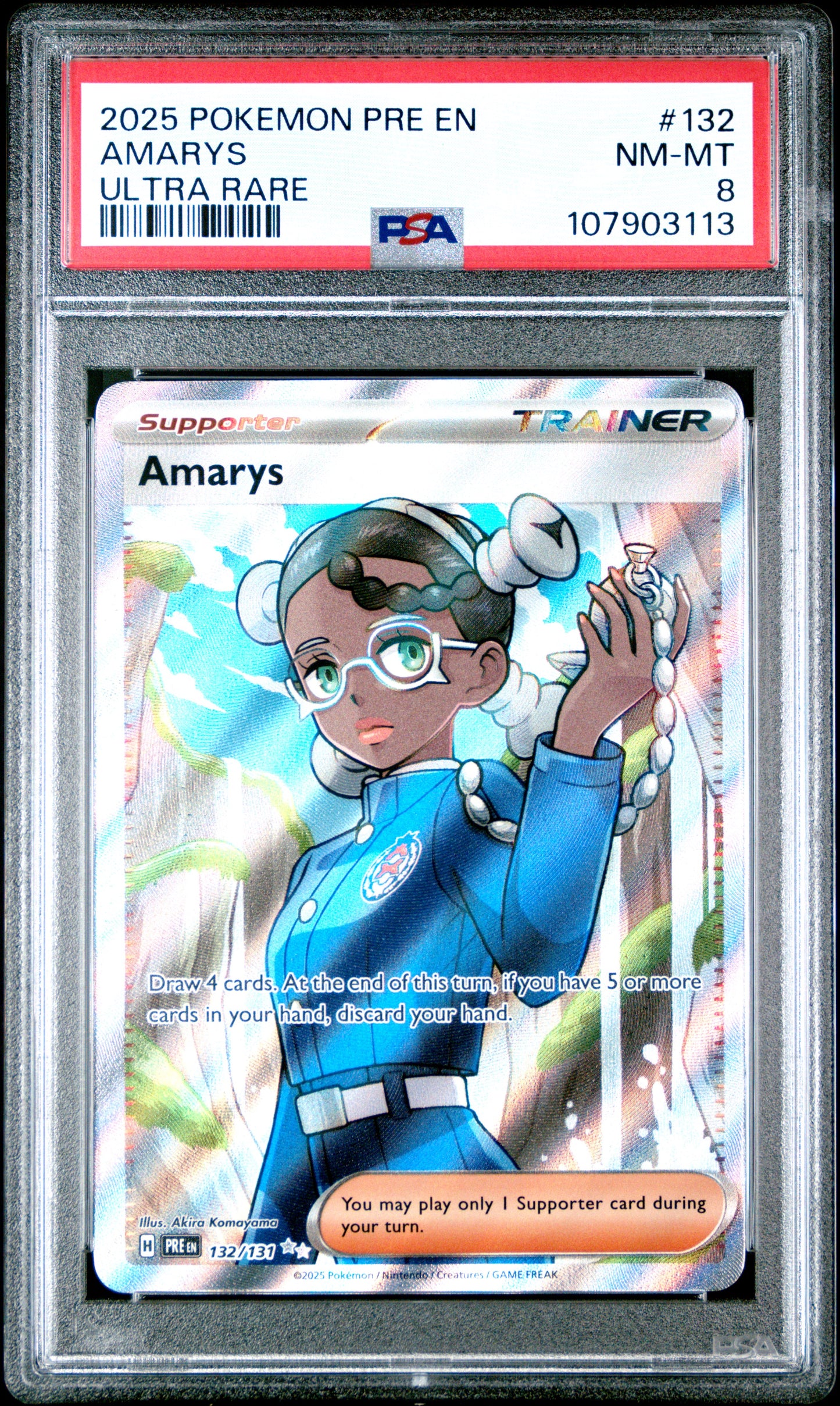 AMARYS 132/131 Common POKEMON PRE EN-PRISMATIC EVOLUTIONS ULTRA RARE PSA8 NM-MT 8 PSA population 47 <a href=https://www.psacard.com/cert/107903113/psa>https://www.psacard.com/cert/107903113/psa</a>