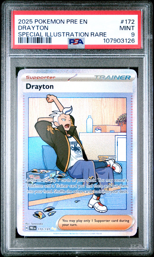 DRAYTON 172/131 Common POKEMON PRE EN-PRISMATIC EVOLUTIONS SPECIAL ILLUSTRATION RARE PSA9 MINT 9 PSA population 198 <a href=https://www.psacard.com/cert/107903126/psa>https://www.psacard.com/cert/107903126/psa</a>