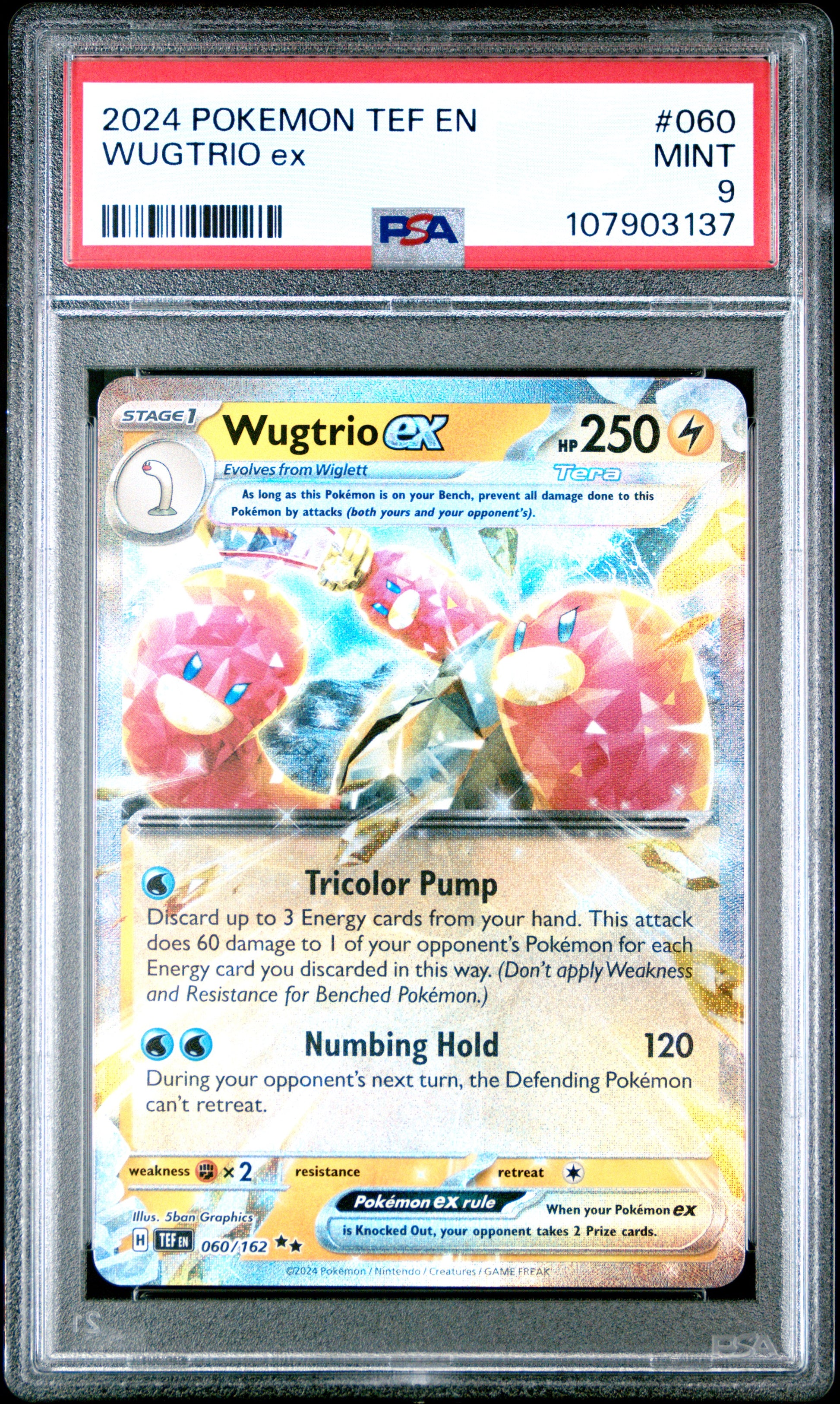 WUGTRIO EX 60/162 Common POKEMON TEF EN-TEMPORAL FORCES PSA9 MINT 9 PSA population 45 <a href=https://www.psacard.com/cert/107903137/psa>https://www.psacard.com/cert/107903137/psa</a>