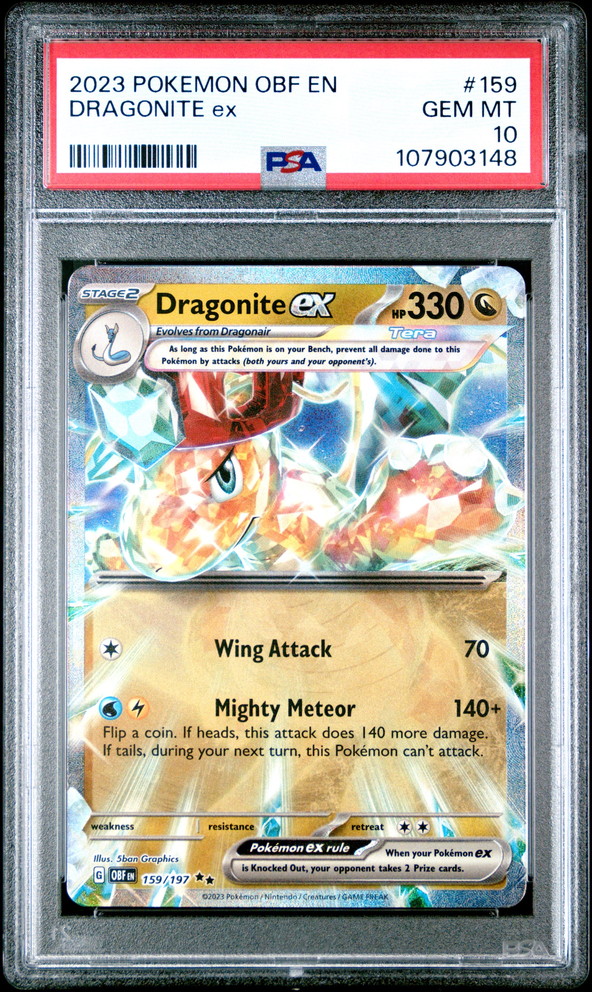 DRAGONITE EX 159/197 Common POKEMON OBF EN-OBSIDIAN FLAMES PSA10 GEM MT 10 PSA population 315 <a href=https://www.psacard.com/cert/107903148/psa>https://www.psacard.com/cert/107903148/psa</a>