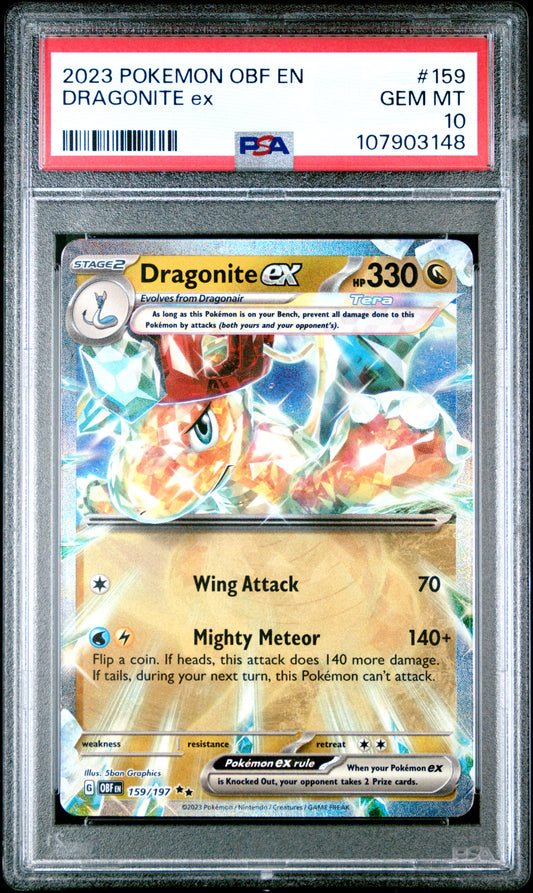DRAGONITE EX 159/197 Common POKEMON OBF EN-OBSIDIAN FLAMES PSA10 GEM MT 10 PSA population 315 <a href=https://www.psacard.com/cert/107903148/psa>https://www.psacard.com/cert/107903148/psa</a>