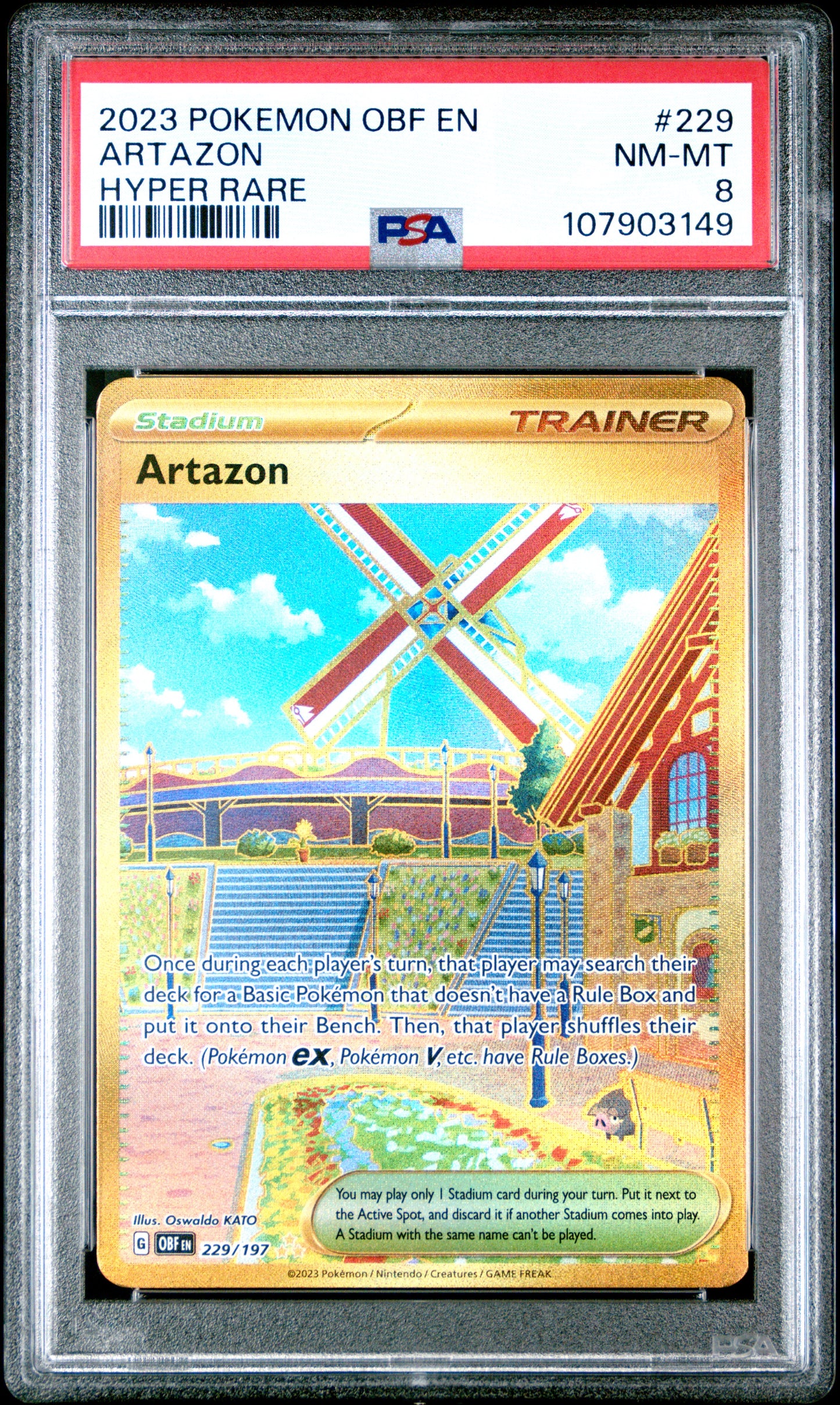 ARTAZON 229/197 Common POKEMON OBF EN-OBSIDIAN FLAMES HYPER RARE PSA8 NM-MT 8 PSA population 185 <a href=https://www.psacard.com/cert/107903149/psa>https://www.psacard.com/cert/107903149/psa</a>