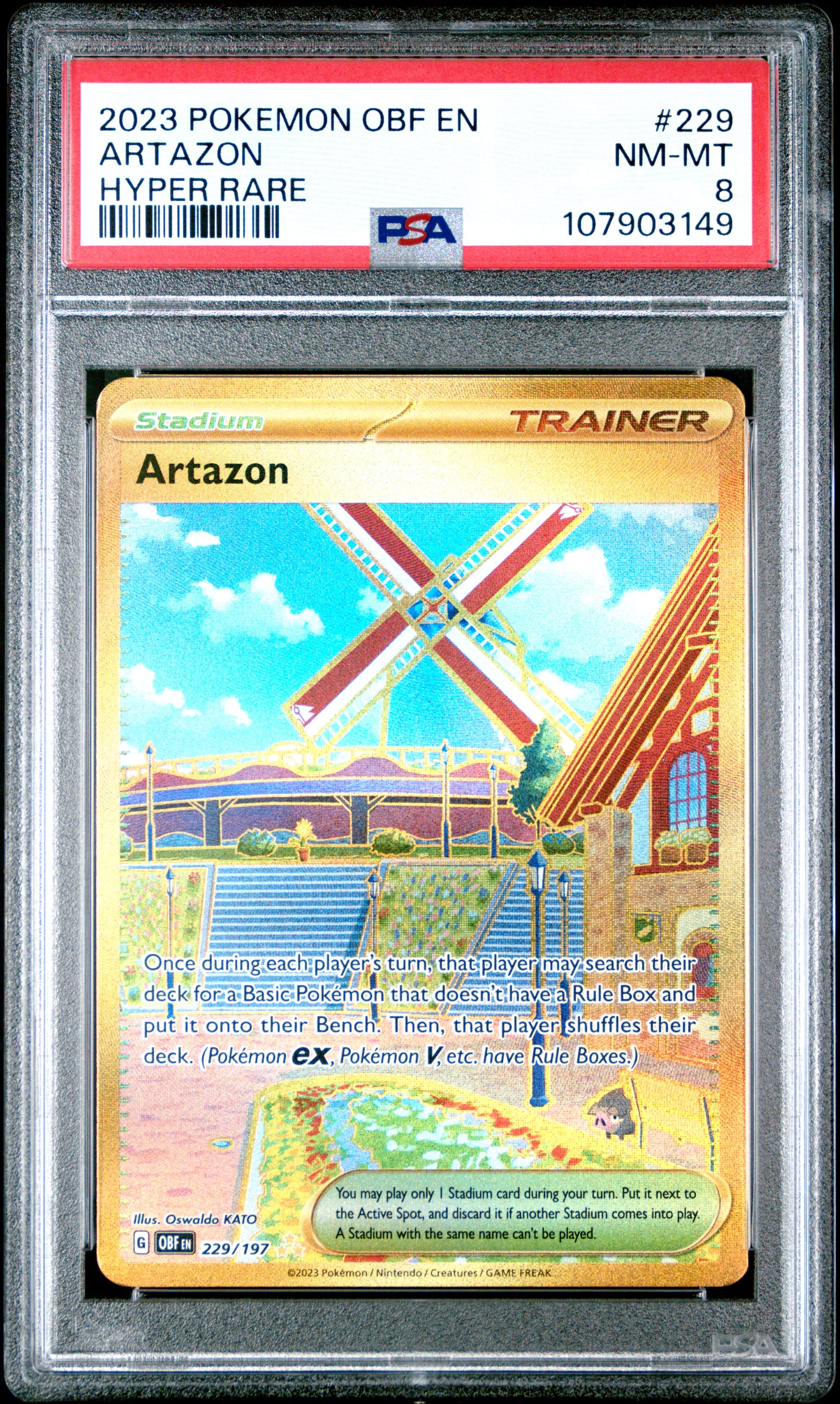 ARTAZON 229/197 Common POKEMON OBF EN-OBSIDIAN FLAMES HYPER RARE PSA8 NM-MT 8 PSA population 185 <a href=https://www.psacard.com/cert/107903149/psa>https://www.psacard.com/cert/107903149/psa</a>